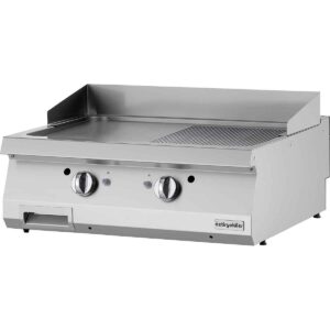 Zgare Profesionale me Gaz Pjaster e 1/2 Vijezuar + 1/2 Shesh S-IRON (Termostatike): M80 700 Serie